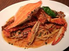 Tomato cream sauce pasta with Japanese blue crab