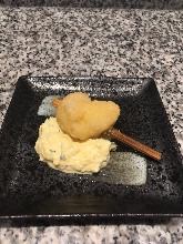 Fried scallop skewer