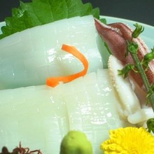 Live spear squid sashimi