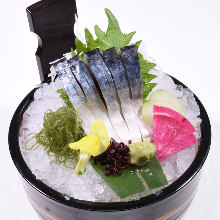 Japanese pickled mackerel sashimi