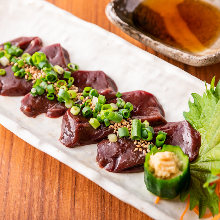 Horse liver sashimi