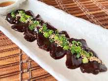 Horse liver sashimi