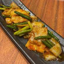 Stir-fried pork belly with spicy miso