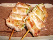 Wrapped asparagus skewer