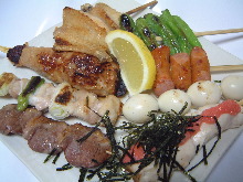 Assorted grilled skewers