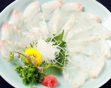 Live olive flounder sashimi