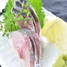 Japanese pickled mackerel sashimi