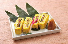 Wrapped omelet with eel