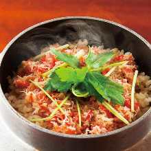 Crab kamameshi (pot rice) 