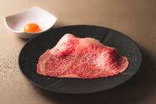 Special Wagyu Beef sirloin sukiyaki cut w/egg yolk