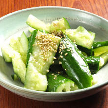 Crushed cucumber with sesame oil and salt