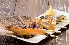 Grilled seafood skewer