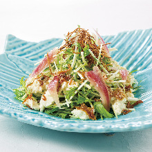 Tofu and baby sardine salad