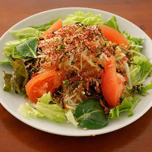 Daikon and baby sardines salad