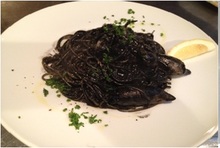 Pasta with squid ink sauce