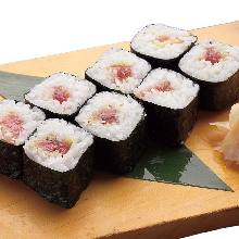 Negi toro (minced tuna with green onions) sushi rolls