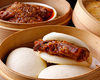 Simmered pork belly with steamed bun