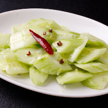 Chilled cucumber with garlic sauce