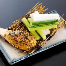 Vegetables with yaki-miso dip