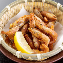 Fried pink shrimp