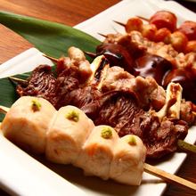 Assorted grilled chicken skewers, 5 kinds