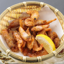 Fried pink shrimp