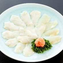 Chopped pufferfish sashimi