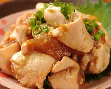 Slightly boiled chicken tenderloin with wasabi