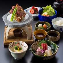 Stone-cooked Wagyu beef set meal "AO"