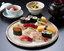 Assorted nigiri sushi with miso soup "FUNE" (Only on Monday, Tuesday and Wednesday)