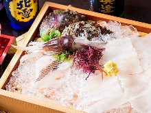 Live spear squid sashimi