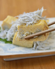 Thick Japanese omelet with whitebait