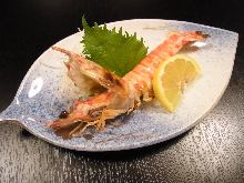 Salted and grilled Japanese tiger prawn