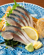 Japanese pickled mackerel sashimi