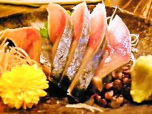 Japanese pickled mackerel sashimi