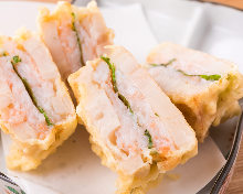 Deep-fried shrimp-stuffed lotus root