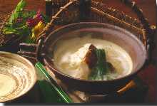 Seasonal/Limited Edition Matsutake mushrooms and daggertooth pike conger steamed in an earthenware teapot