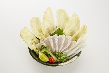 Chopped pufferfish sashimi