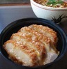 Katsu-Don (cooked fried pork and egg on rice) with Buckwheat Noodles Set Meal Katsu-Don (cooked fried pork and egg on rice) with Buckwheat Noodles Set Meal