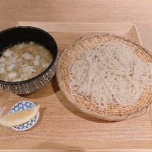 Buckwheat noodles dipped in a broth