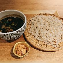 Buckwheat noodles dipped in a broth