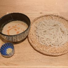 Buckwheat noodles dipped in a broth