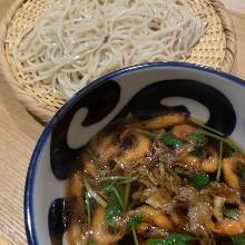 Buckwheat noodles dipped in a broth