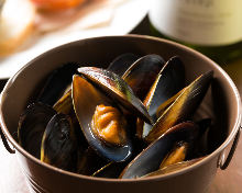 Mussels steamed in wine