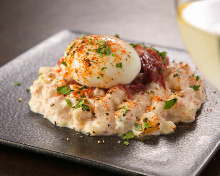 Egg-topped potato salad