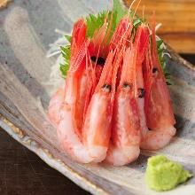 Ama ebi (pink shrimp) sashimi