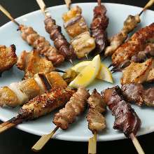 Assorted grilled chicken skewers, 5 kinds