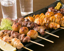 Assorted grilled chicken skewers