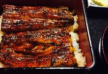 Eel served over rice in a lacquered box