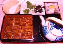 Extra premium eel served over rice in a lacquered box